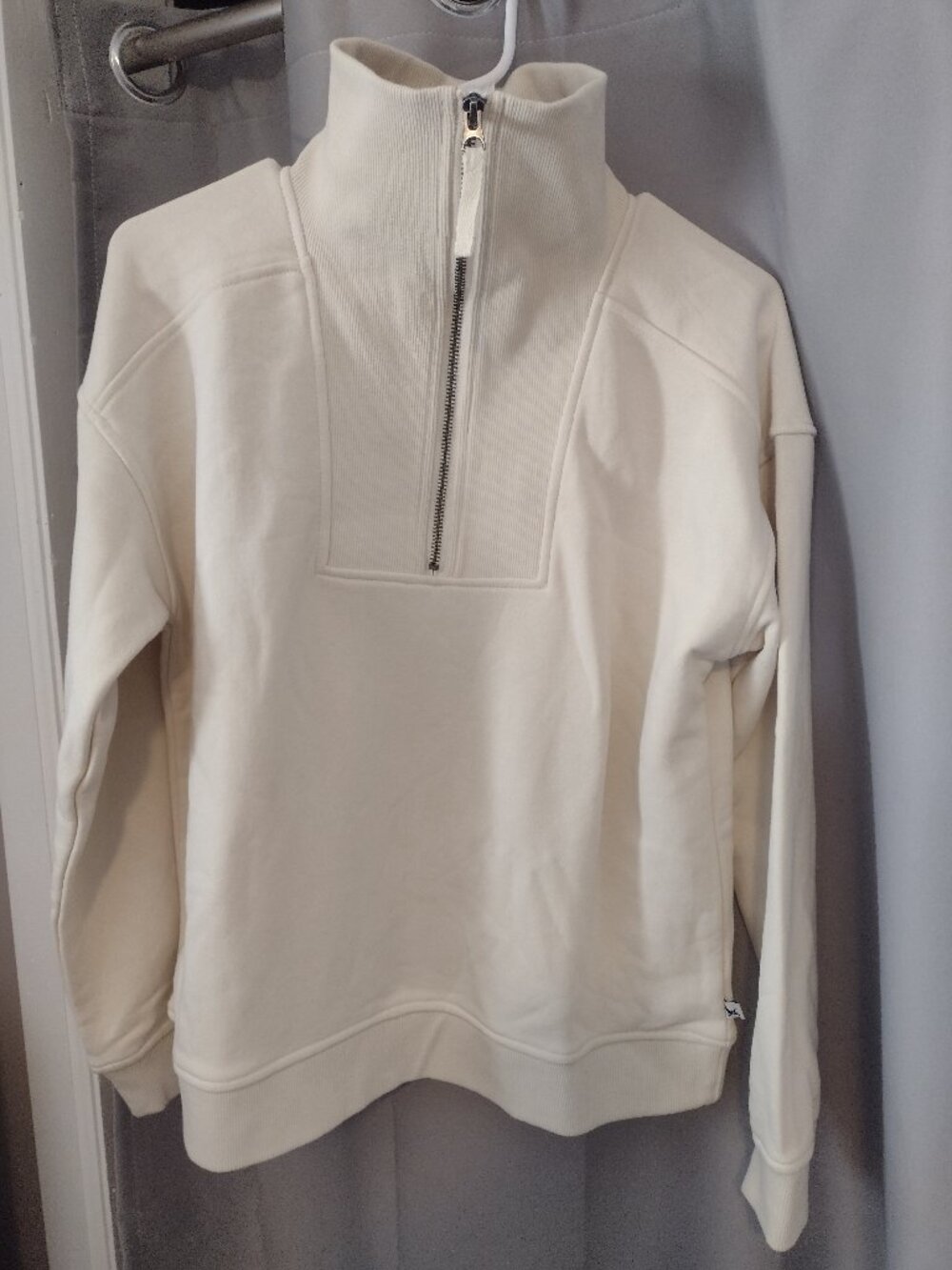 Eddie Bauer Womens small quarter zip pullover cream new with tags